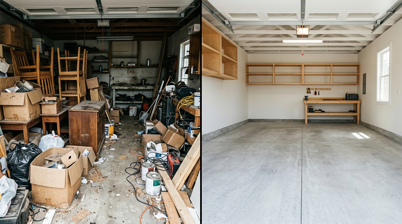 Messy Garage Clutter Before